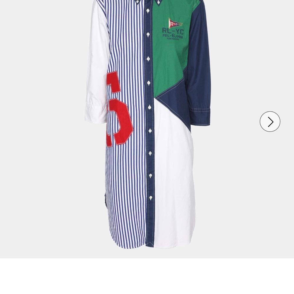 Ralph Lauren Colorblock Shirt Dress with Logo size 12